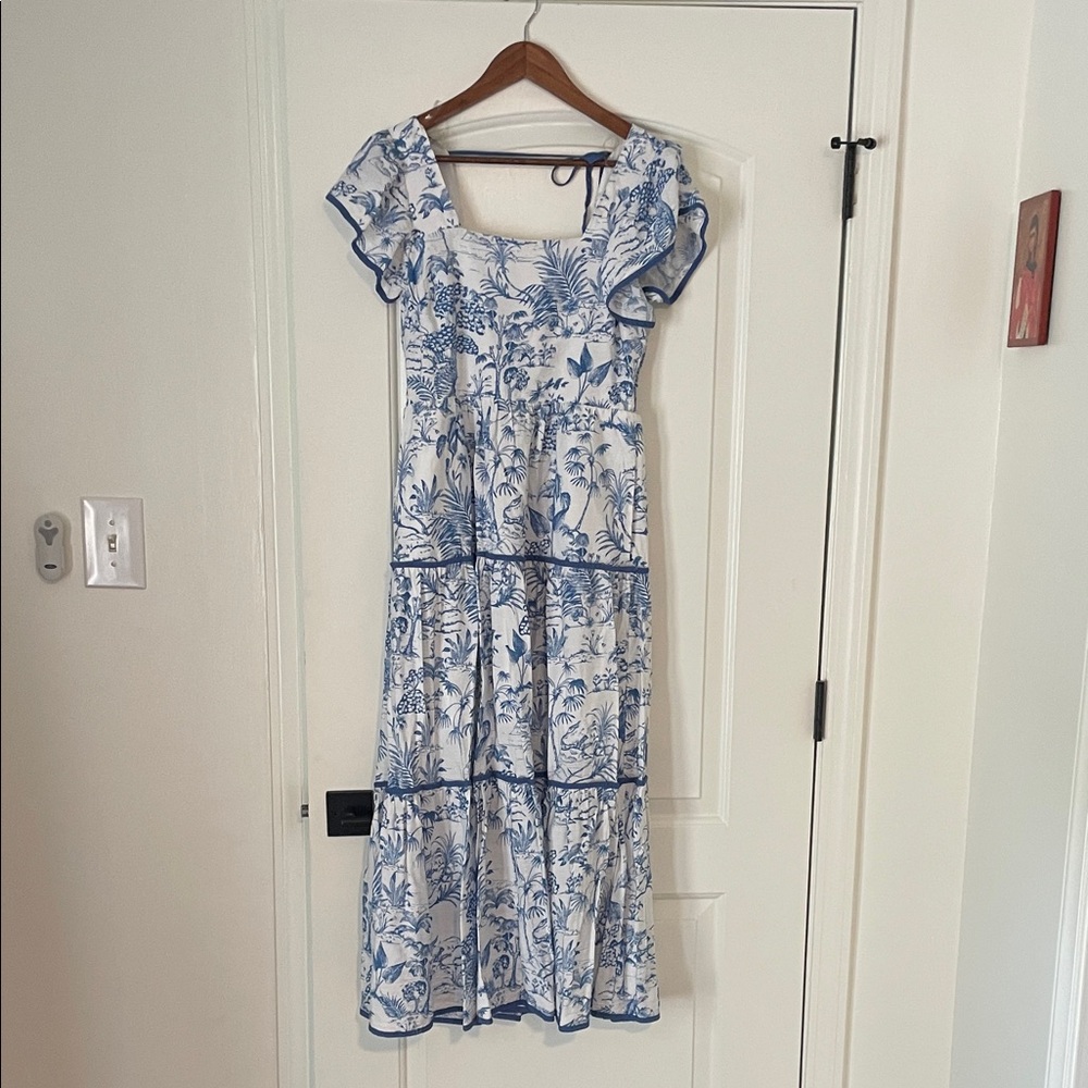 Entro Blue and White Floral Maxi Dress